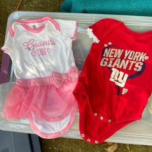 2 NY Giants baby girl onesies size 3-6 months worn once for photo